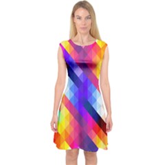 Abstract Background Colorful Pattern Capsleeve Midi Dress by Semog4