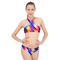 Abstract Background Colorful Pattern High Neck Bikini Set by Semog4