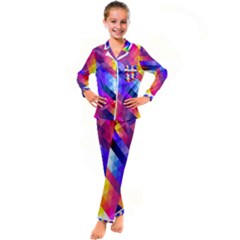 Abstract Background Colorful Pattern Kid s Satin Long Sleeve Pajamas Set by Semog4