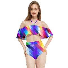 Abstract Background Colorful Pattern Halter Flowy Bikini Set  by Semog4