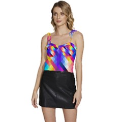 Abstract Background Colorful Pattern Flowy Camisole Tie Up Top by Semog4