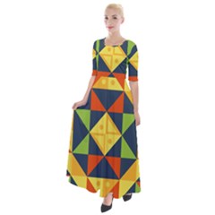 Background Geometric Color Half Sleeves Maxi Dress by Semog4