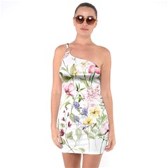 Bunch Of Flowers One Shoulder Ring Trim Bodycon Dress by zappwaits