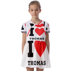 I Love Thomas Kids  Short Sleeve Pinafore Style Dress by ilovewhateva