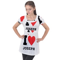 I Love Joseph Puff Sleeve Tunic Top by ilovewhateva