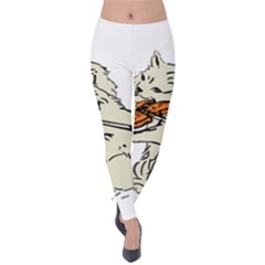 Cat Playing The Violin Art Velvet Leggings by oldshool