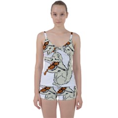 Cat Playing The Violin Art Tie Front Two Piece Tankini by oldshool