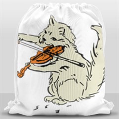 Cat Playing The Violin Art Drawstring Bag (large) by oldshool