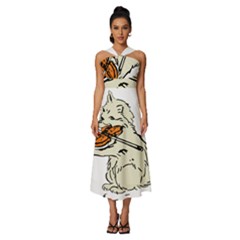 Cat Playing The Violin Art Sleeveless Cross Front Cocktail Midi Chiffon Dress by oldshool