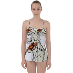 Cat Playing The Violin Art Babydoll Tankini Set by oldshool