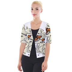 Cat Playing The Violin Art Cropped Button Cardigan by oldshool