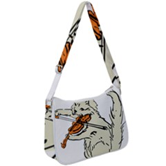 Cat Playing The Violin Art Zip Up Shoulder Bag by oldshool