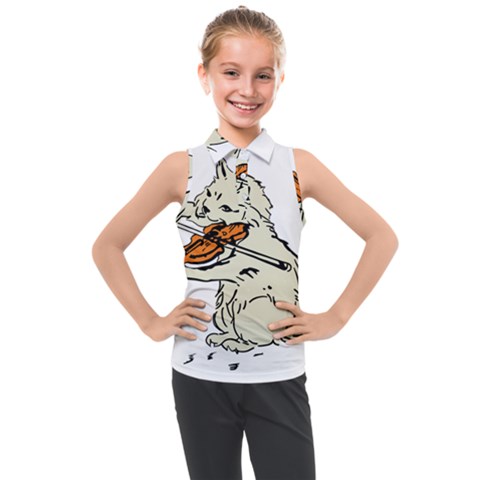 Cat Playing The Violin Art Kids  Sleeveless Polo Tee by oldshool