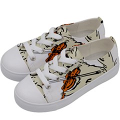 Cat Playing The Violin Art Kids  Low Top Canvas Sneakers by oldshool