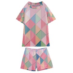 Background Geometric Triangle Kids  Swim Tee And Shorts Set by Semog4