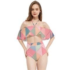 Background Geometric Triangle Halter Flowy Bikini Set  by Semog4