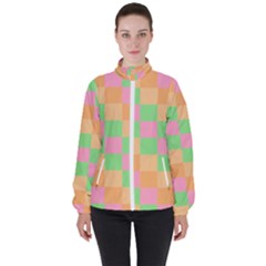 Checkerboard-pastel-squares Women s High Neck Windbreaker by Semog4