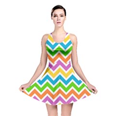 Chevron-pattern-design-texture Reversible Skater Dress by Semog4