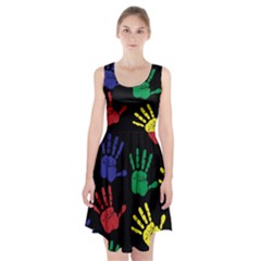 Handprints-hand-print-colourful Racerback Midi Dress by Semog4