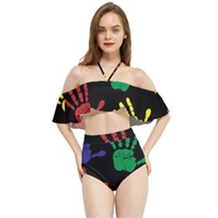 Handprints-hand-print-colourful Halter Flowy Bikini Set  by Semog4