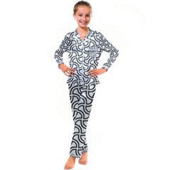 Pattern-monochrome-repeat- Kid s Satin Long Sleeve Pajamas Set by Semog4