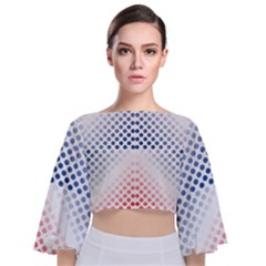 Dots-pointillism-abstract-chevron Tie Back Butterfly Sleeve Chiffon Top by Semog4