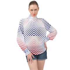 Dots-pointillism-abstract-chevron High Neck Long Sleeve Chiffon Top by Semog4