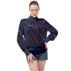 Glass-scifi-violet-ultraviolet High Neck Long Sleeve Chiffon Top by Semog4