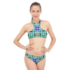 Mosaic-triangle-symmetry- High Neck Bikini Set by Semog4