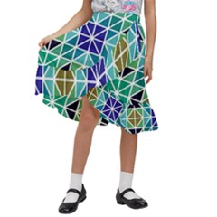 Mosaic-triangle-symmetry- Kids  Ruffle Flared Wrap Midi Skirt by Semog4