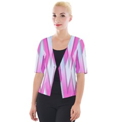 Geometric-3d-design-pattern-pink Cropped Button Cardigan by Semog4