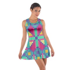 Checkerboard-squares-abstract--- Cotton Racerback Dress by Semog4