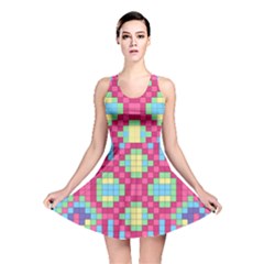 Checkerboard-squares-abstract---- Reversible Skater Dress by Semog4