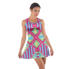 Checkerboard-squares-abstract---- Cotton Racerback Dress by Semog4