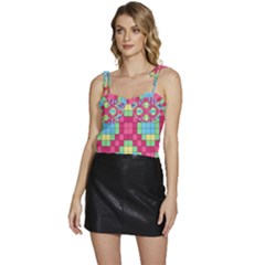 Checkerboard-squares-abstract---- Flowy Camisole Tie Up Top by Semog4