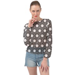 Geometric-floral-curved-shape-motif Banded Bottom Chiffon Top by Semog4