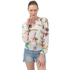 Floral-backdrop-pattern-flower Banded Bottom Chiffon Top by Semog4