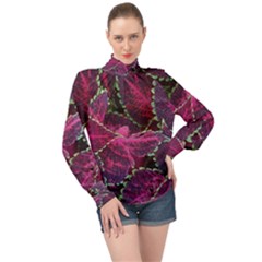 Abstract Beautiful Beauty Bright High Neck Long Sleeve Chiffon Top by Semog4