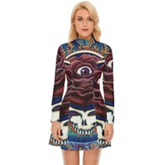 Grateful Dead Skull Rose Long Sleeve Velour Longline Dress by Semog4