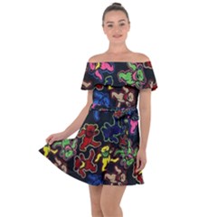 Grateful Dead Pattern Off Shoulder Velour Dress by Semog4