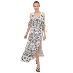 Vector Mandala Drawing Decoration Maxi Chiffon Cover Up Dress by Semog4