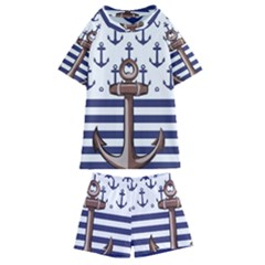 Anchor Background Design Kids  Swim Tee And Shorts Set by Semog4