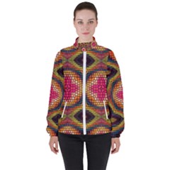 Kaleidoscope Art Pattern Ornament Women s High Neck Windbreaker by Semog4