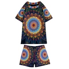 Colorful Prismatic Chromatic Kids  Swim Tee And Shorts Set by Semog4