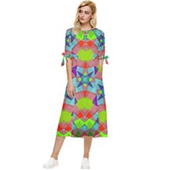 Farbenpracht Kaleidoscope Pattern Bow Sleeve Chiffon Midi Dress by Semog4