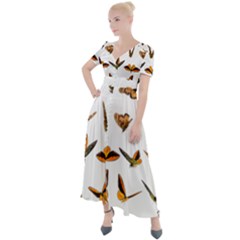 Butterfly Butterflies Insect Swarm Button Up Short Sleeve Maxi Dress by Salman4z