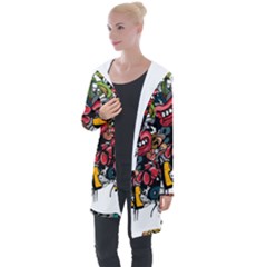 Mural Graffiti Paint Longline Hooded Cardigan by Salman4z