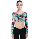 That Cool Graffiti Skull Velvet Long Sleeve Crop Top View1