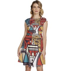 Amsterdam Graphic Design Poster Illustration Cap Sleeve High Waist Dress by Salman4z