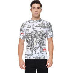 Drawing Clip Art Hand Painted Abstract Creative Space Squid Radio Men s Short Sleeve Rash Guard by Salman4z